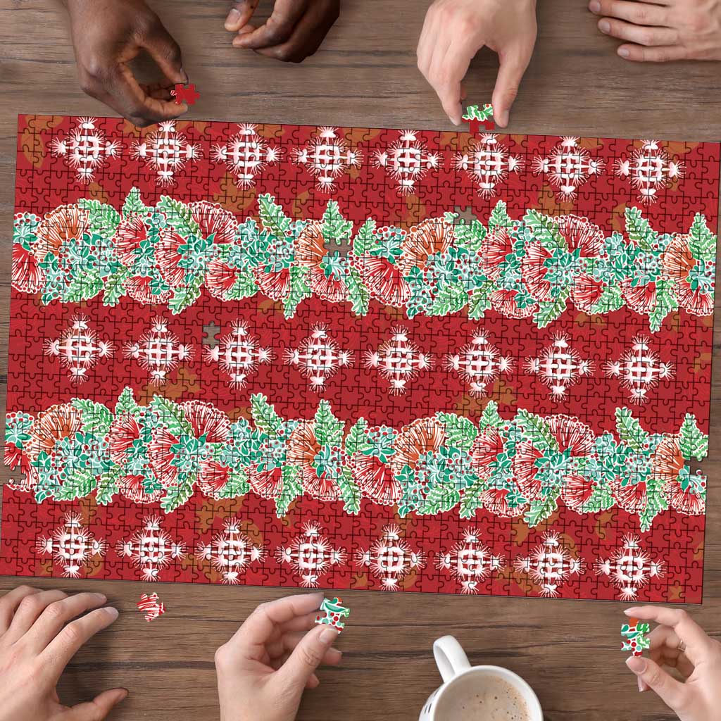 Hawaii Ohia Lehua Puzzle Tropical Vibes Crimson LT05 - Polynesian Pride