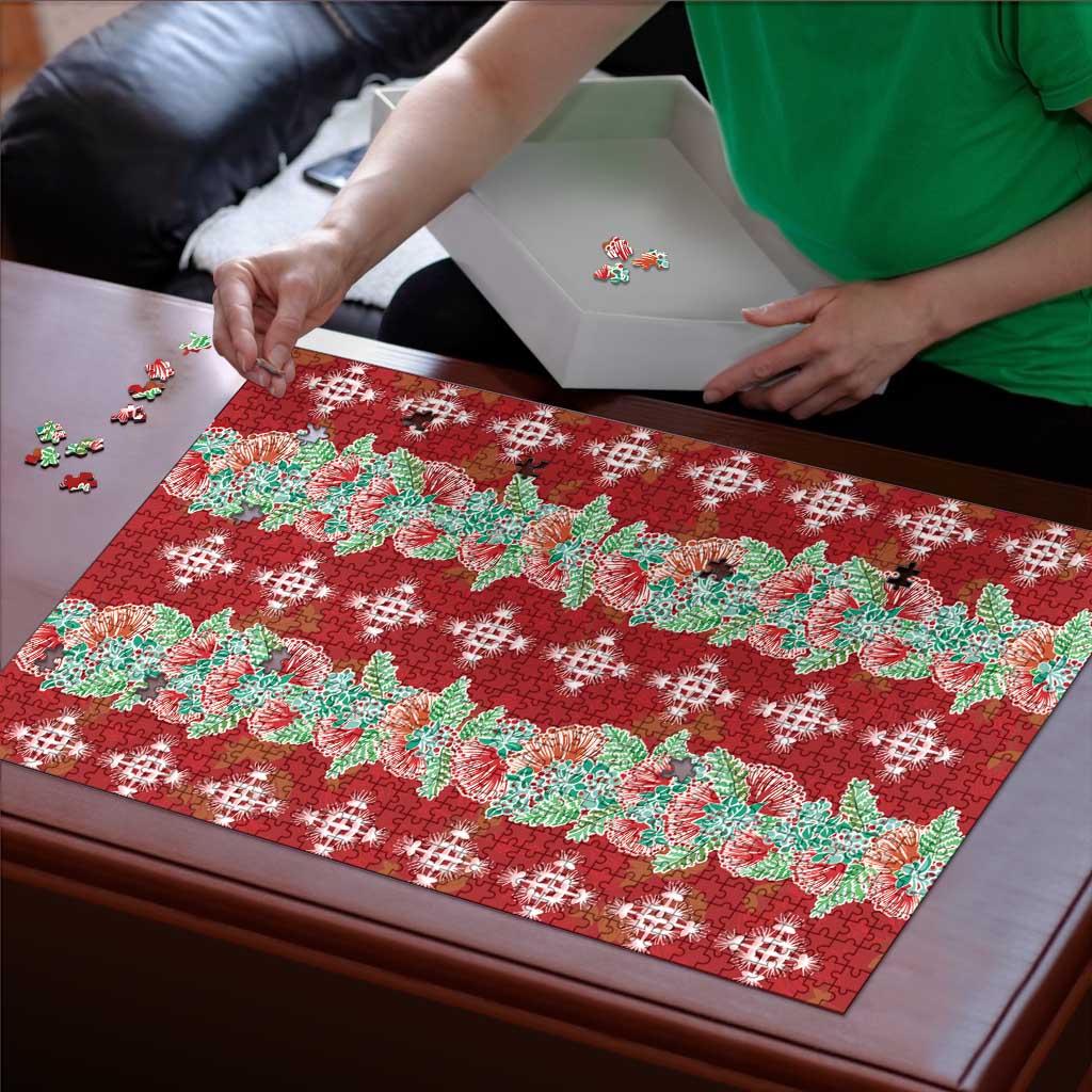Hawaii Ohia Lehua Puzzle Tropical Vibes Crimson LT05 - Polynesian Pride