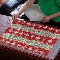 Hawaii Ohia Lehua Puzzle Tropical Vibes Crimson LT05 - Polynesian Pride