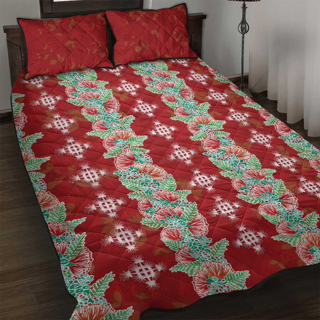 Hawaii Ohia Lehua Quilt Bed Set Tropical Vibes Crimson LT05 Crimson - Polynesian Pride