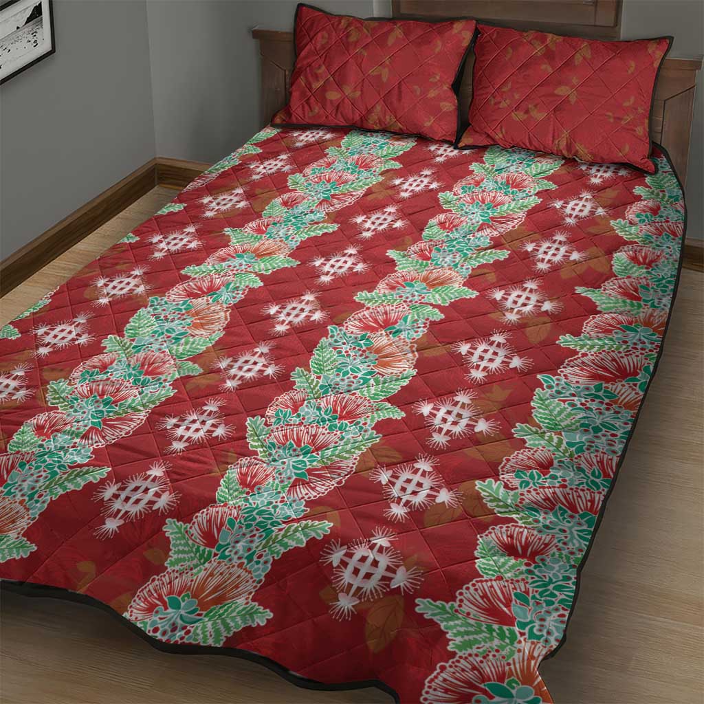 Hawaii Ohia Lehua Quilt Bed Set Tropical Vibes Crimson LT05 - Polynesian Pride