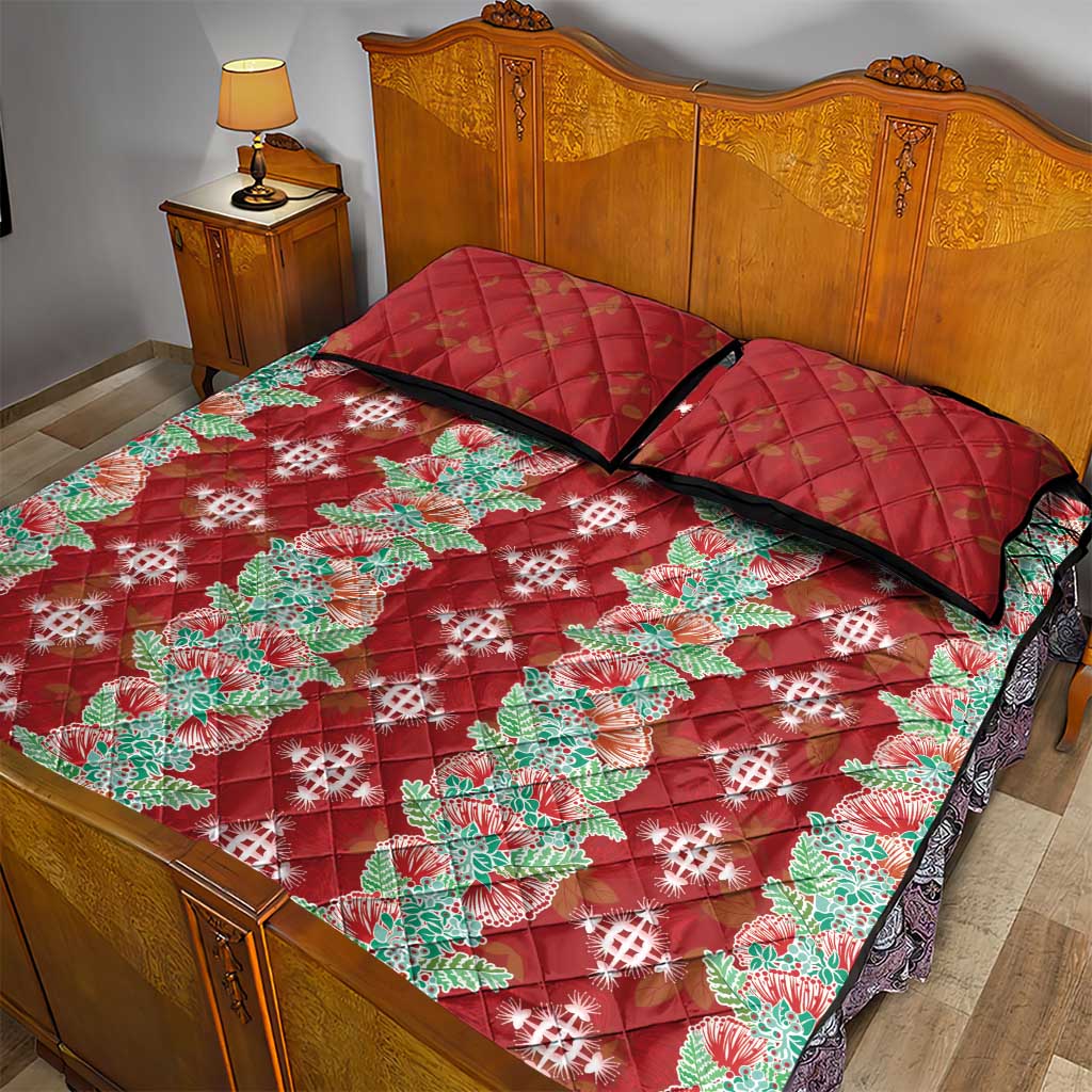 Hawaii Ohia Lehua Quilt Bed Set Tropical Vibes Crimson LT05 - Polynesian Pride