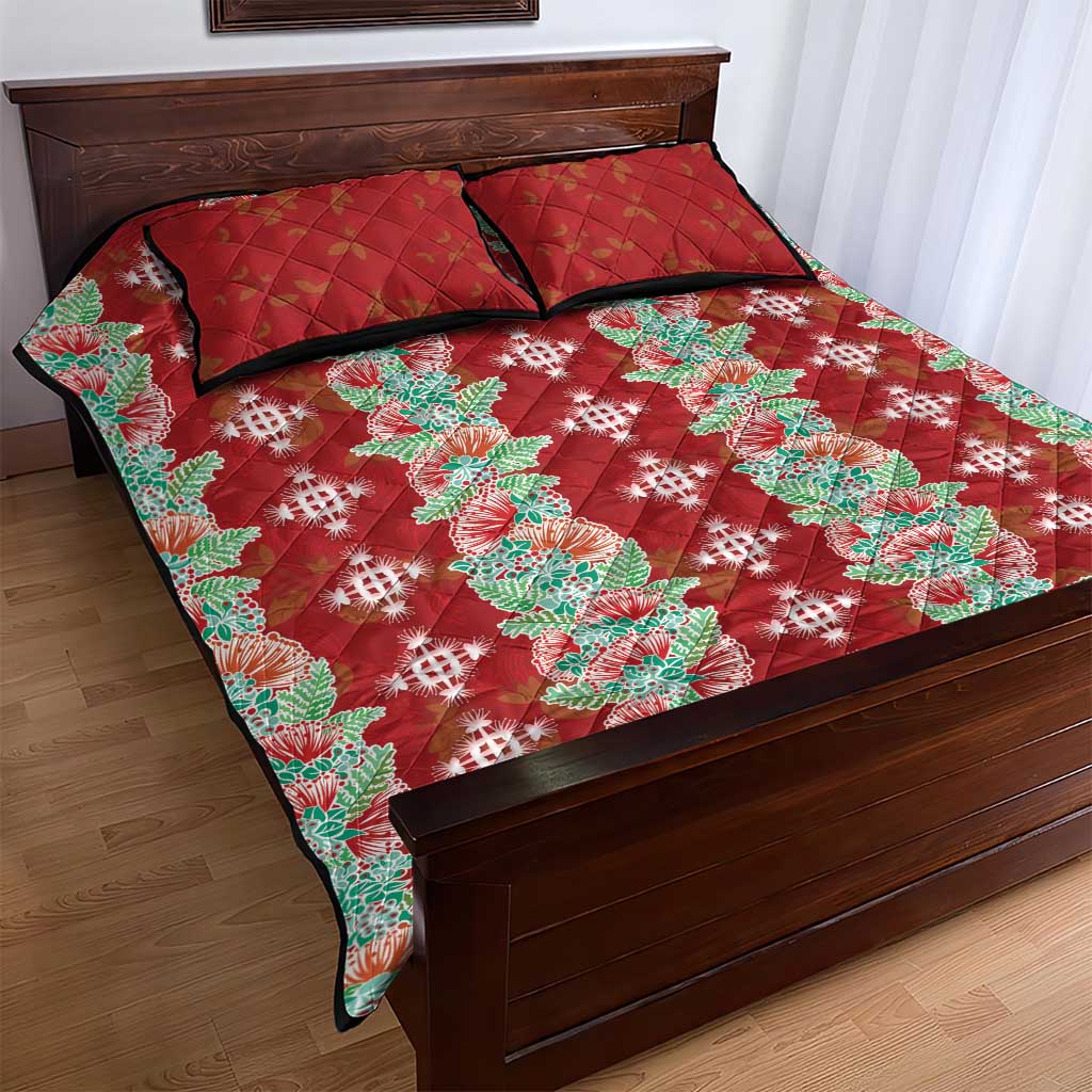 Hawaii Ohia Lehua Quilt Bed Set Tropical Vibes Crimson LT05 - Polynesian Pride