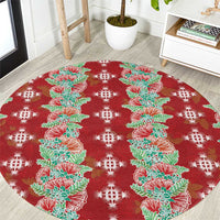 Hawaii Ohia Lehua Round Carpet Tropical Vibes Crimson