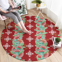 Hawaii Ohia Lehua Round Carpet Tropical Vibes Crimson