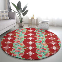 Hawaii Ohia Lehua Round Carpet Tropical Vibes Crimson