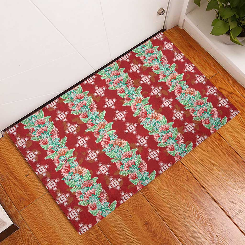 Hawaii Ohia Lehua Rubber Doormat Tropical Vibes Crimson LT05 - Polynesian Pride