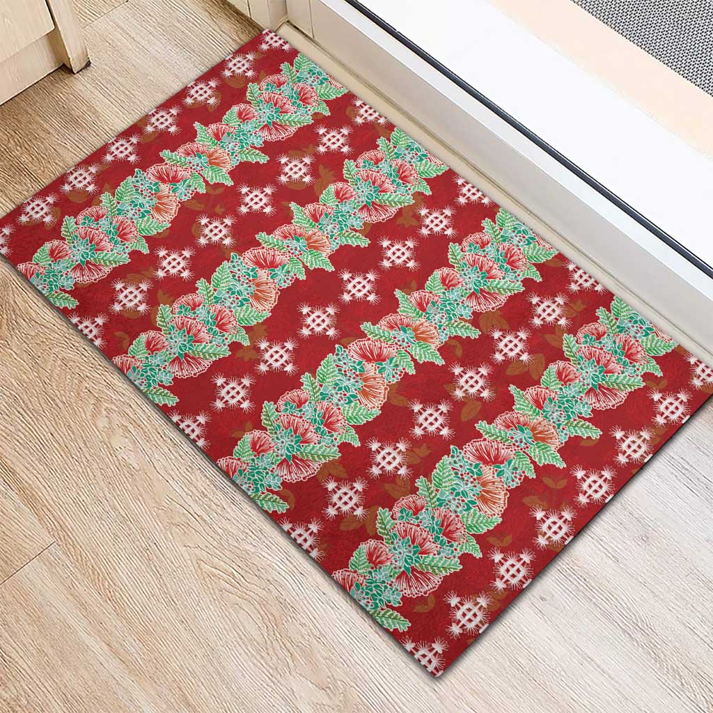 Hawaii Ohia Lehua Rubber Doormat Tropical Vibes Crimson LT05 - Polynesian Pride