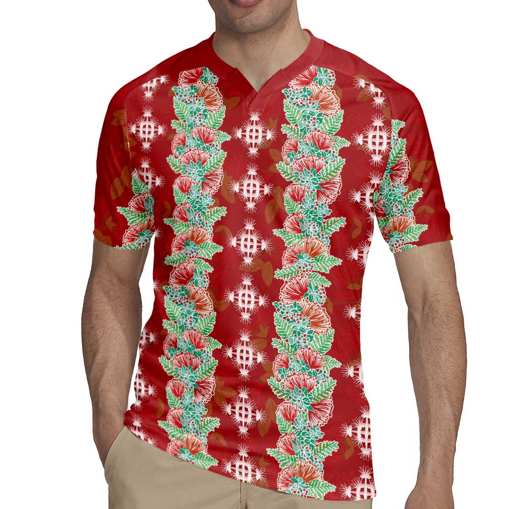 Hawaii Ohia Lehua Rugby Jersey Tropical Vibes Crimson LT05 - Polynesian Pride