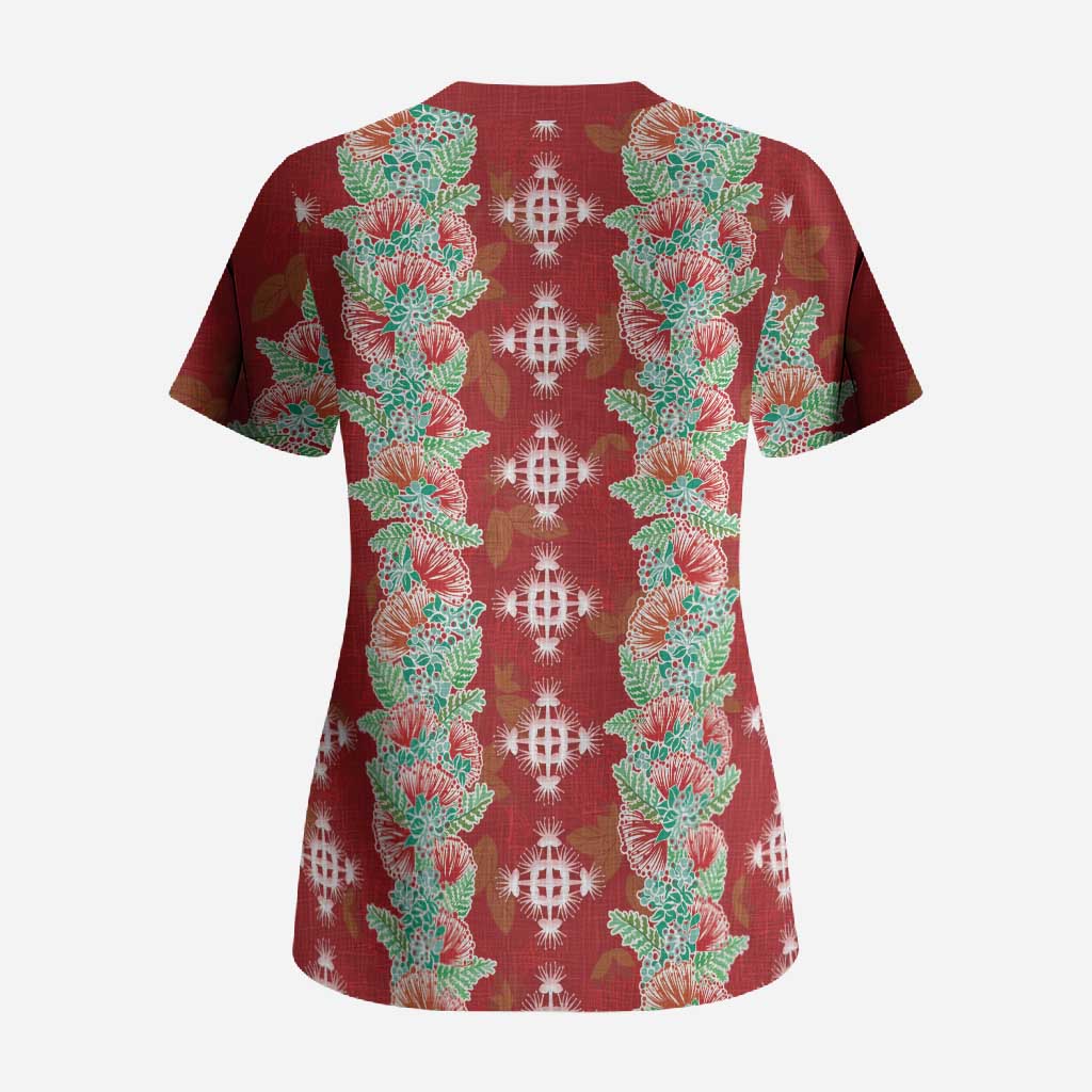 Hawaii Ohia Lehua Scrub Top Tropical Vibes Crimson LT05 - Polynesian Pride