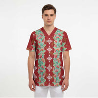 Hawaii Ohia Lehua Scrub Top Tropical Vibes Crimson LT05 - Polynesian Pride