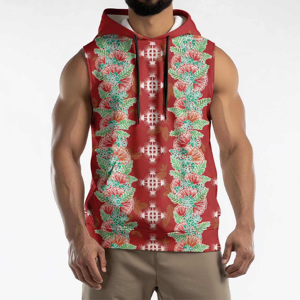 Hawaii Ohia Lehua Sleeveless Hoodie Tropical Vibes Crimson LT05 - Polynesian Pride