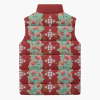 Hawaii Ohia Lehua Sleeveless Puffer Jacket Tropical Vibes Crimson LT05 - Polynesian Pride