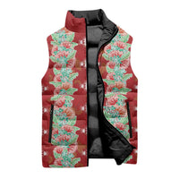 Hawaii Ohia Lehua Sleeveless Puffer Jacket Tropical Vibes Crimson LT05 - Polynesian Pride