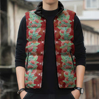 Hawaii Ohia Lehua Sleeveless Puffer Jacket Tropical Vibes Crimson LT05 - Polynesian Pride