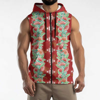 Hawaii Ohia Lehua Sleeveless Zip Hoodie Tropical Vibes Crimson LT05 - Polynesian Pride