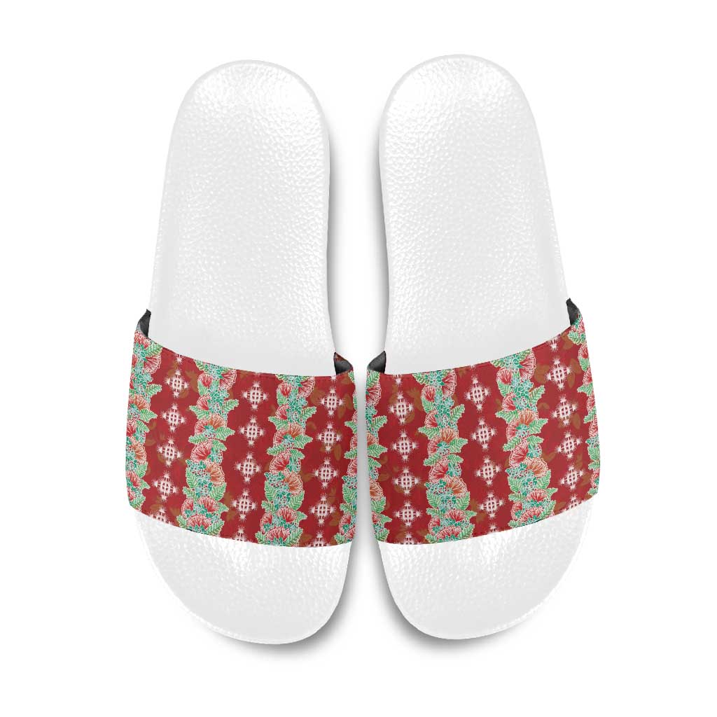 Hawaii Ohia Lehua Slide Sandals Tropical Vibes Crimson LT05 Crimson - Polynesian Pride