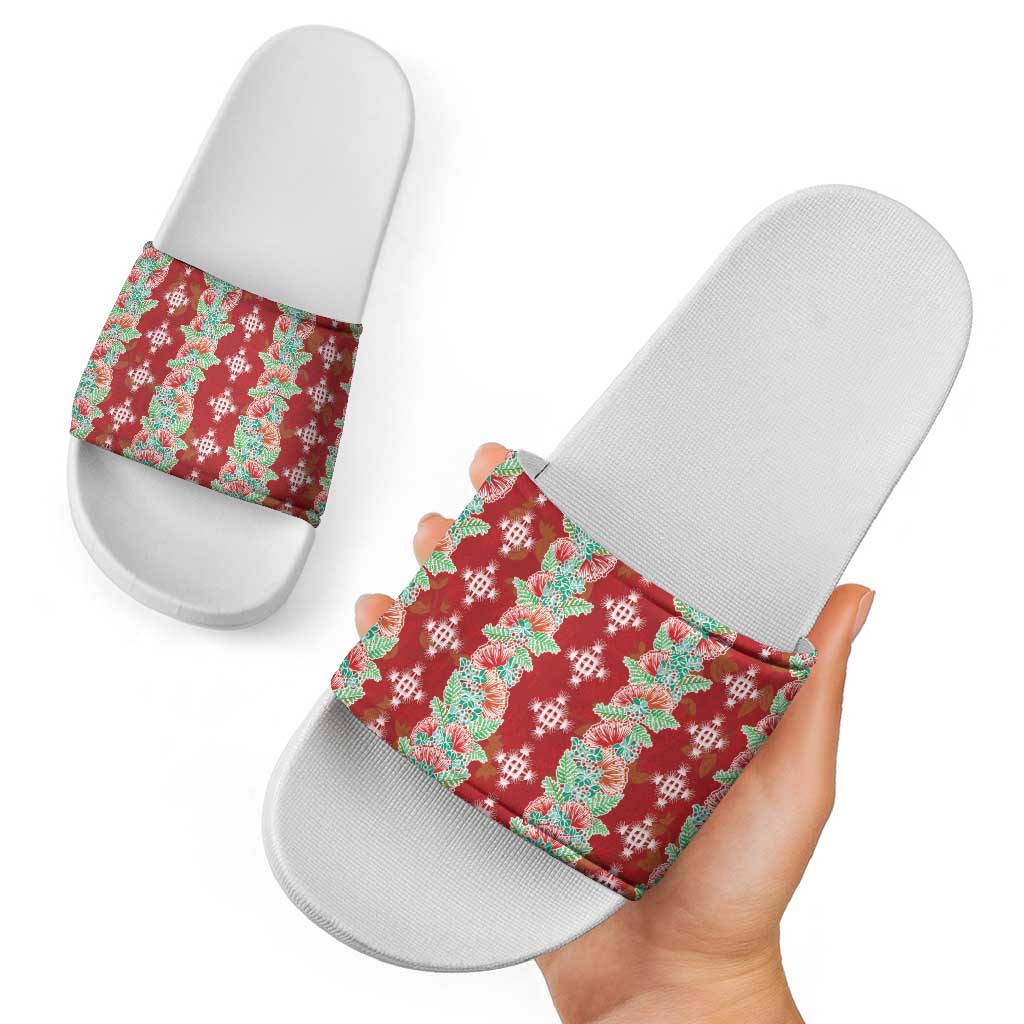 Hawaii Ohia Lehua Slide Sandals Tropical Vibes Crimson LT05 - Polynesian Pride