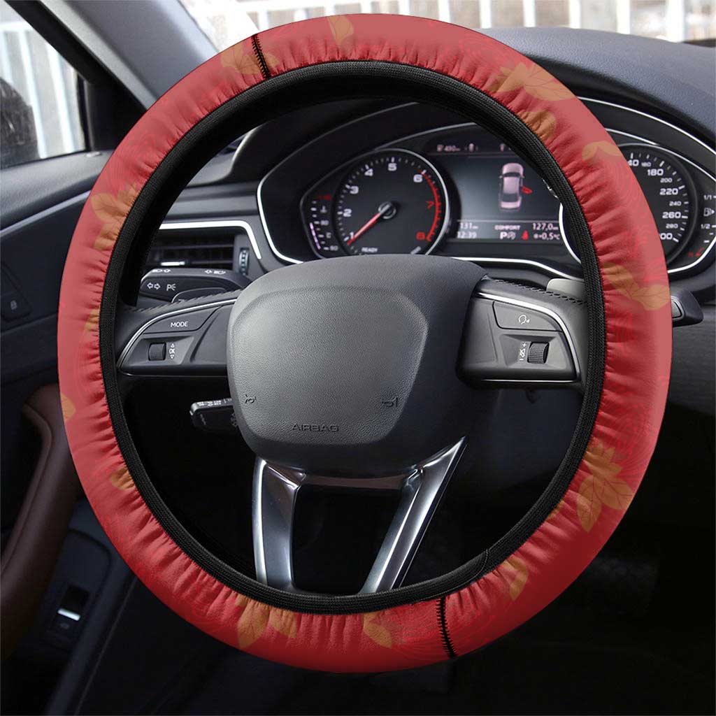 Hawaii Ohia Lehua Steering Wheel Cover Tropical Vibes Crimson LT05 - Polynesian Pride