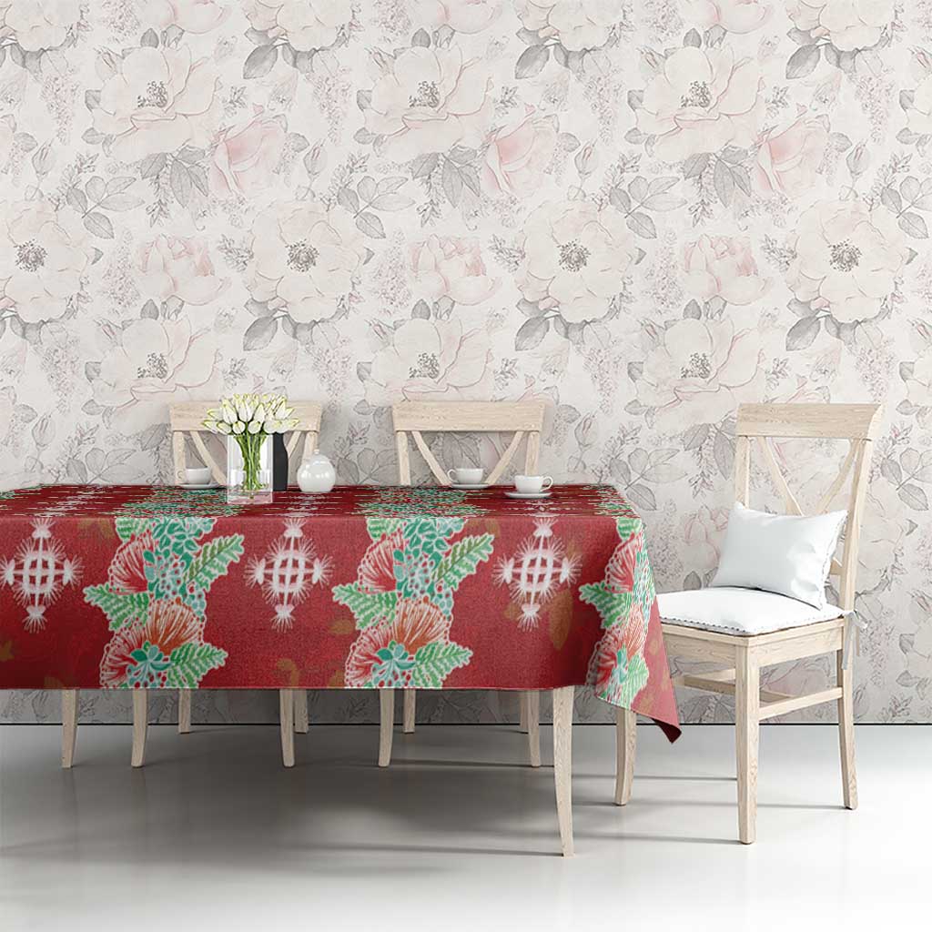 Hawaii Ohia Lehua Tablecloth Tropical Vibes Crimson LT05 - Polynesian Pride