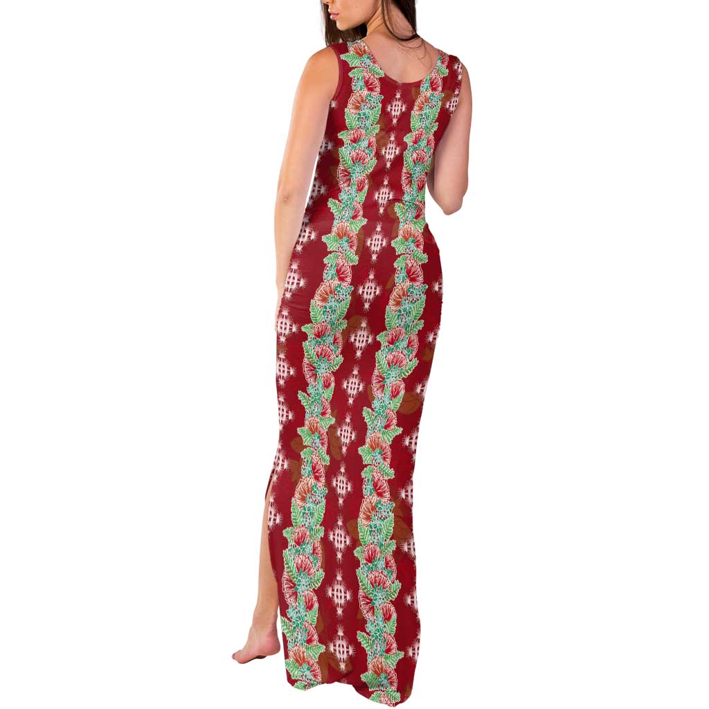 Hawaii Ohia Lehua Tank Maxi Dress Tropical Vibes Crimson LT05 - Polynesian Pride