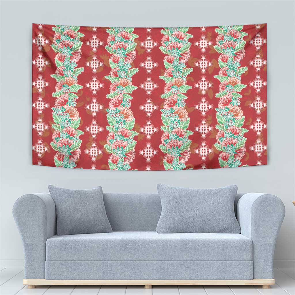 Hawaii Ohia Lehua Tapestry Tropical Vibes Crimson LT05 - Polynesian Pride