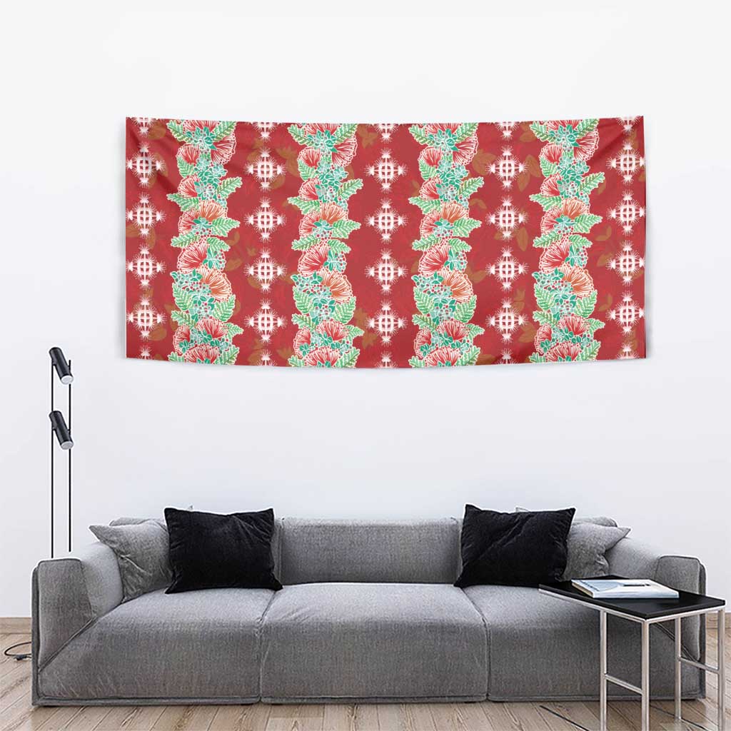 Hawaii Ohia Lehua Tapestry Tropical Vibes Crimson LT05 - Polynesian Pride