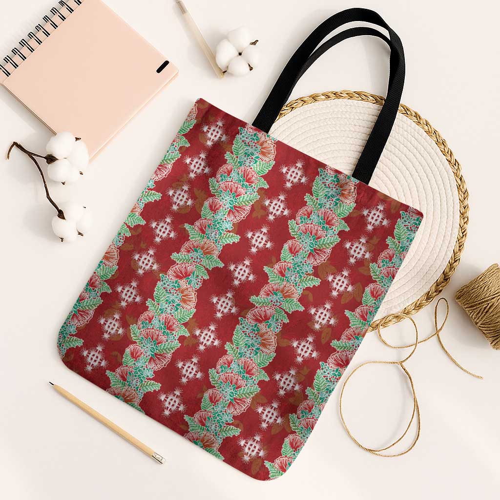 Hawaii Ohia Lehua Tote Bag Tropical Vibes Crimson LT05 Black Strap One Size Crimson - Polynesian Pride
