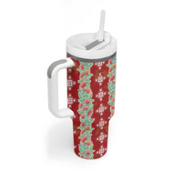 Hawaii Ohia Lehua Tumbler With Handle Tropical Vibes Crimson LT05 - Polynesian Pride