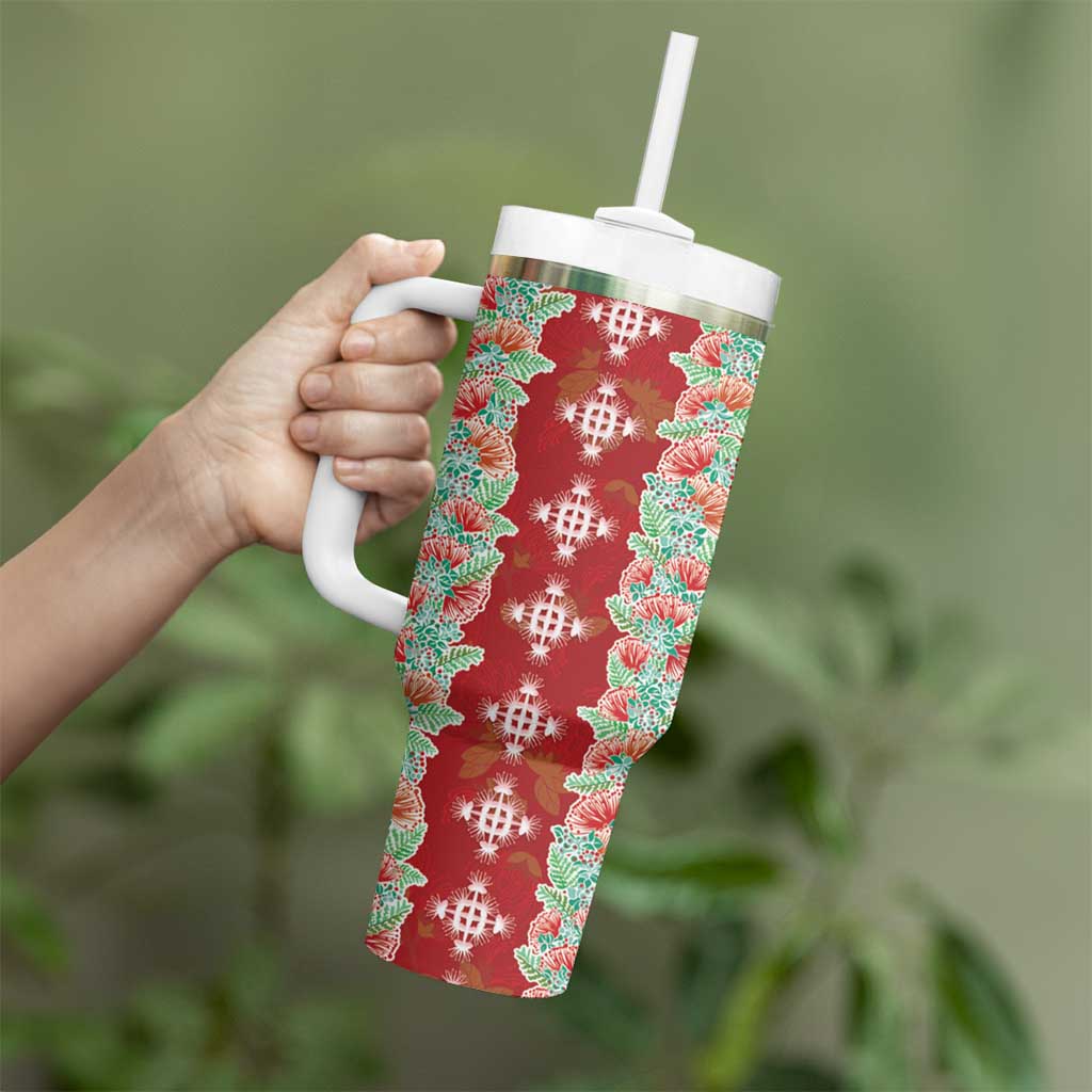 Hawaii Ohia Lehua Tumbler With Handle Tropical Vibes Crimson LT05 - Polynesian Pride