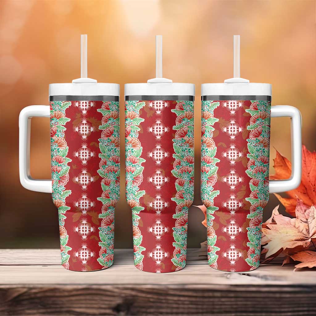 Hawaii Ohia Lehua Tumbler With Handle Tropical Vibes Crimson LT05 - Polynesian Pride