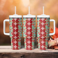 Hawaii Ohia Lehua Tumbler With Handle Tropical Vibes Crimson LT05 - Polynesian Pride