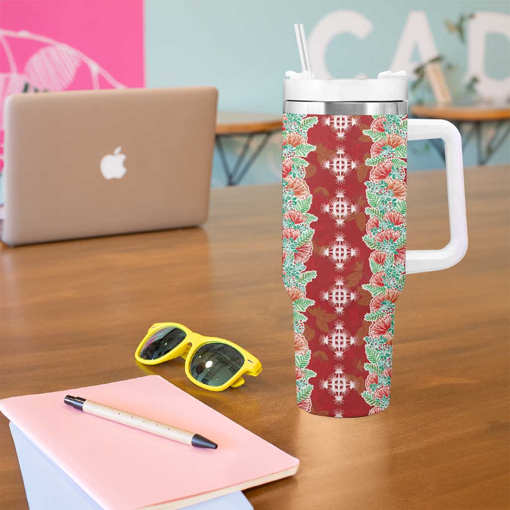 Hawaii Ohia Lehua Tumbler With Handle Tropical Vibes Crimson LT05 - Polynesian Pride