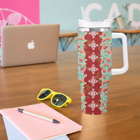 Hawaii Ohia Lehua Tumbler With Handle Tropical Vibes Crimson LT05 - Polynesian Pride