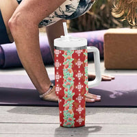 Hawaii Ohia Lehua Tumbler With Handle Tropical Vibes Crimson LT05 - Polynesian Pride