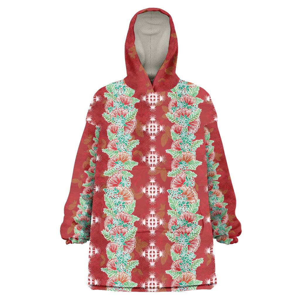 Hawaii Ohia Lehua Wearable Blanket Hoodie Tropical Vibes Crimson LT05 One Size Crimson - Polynesian Pride