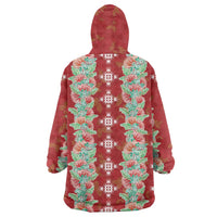 Hawaii Ohia Lehua Wearable Blanket Hoodie Tropical Vibes Crimson LT05 - Polynesian Pride