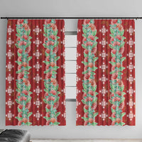 Hawaii Ohia Lehua Window Curtain Tropical Vibes Crimson LT05 With Hooks Crimson - Polynesian Pride