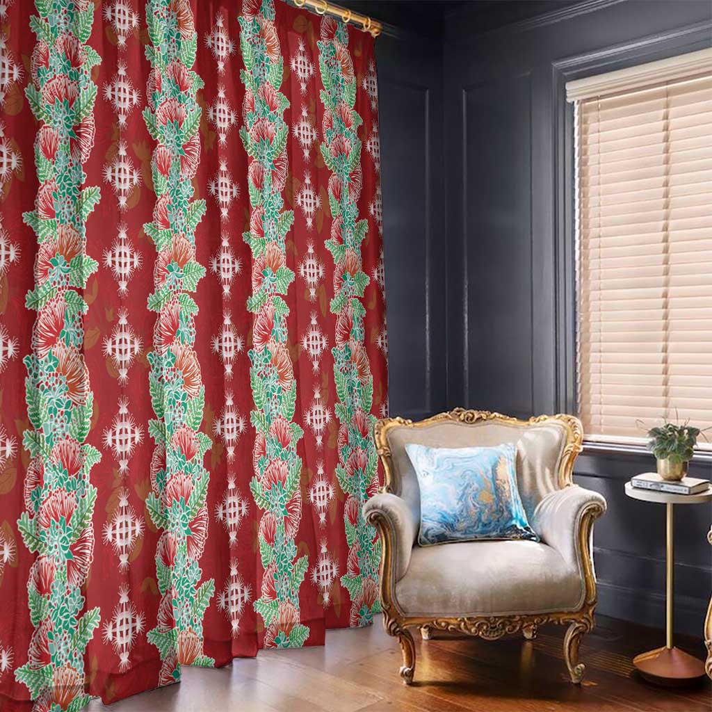 Hawaii Ohia Lehua Window Curtain Tropical Vibes Crimson LT05 - Polynesian Pride