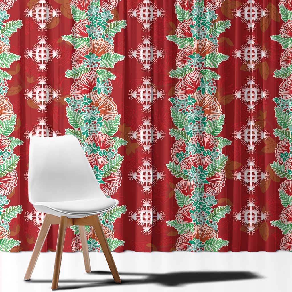 Hawaii Ohia Lehua Window Curtain Tropical Vibes Crimson LT05 - Polynesian Pride