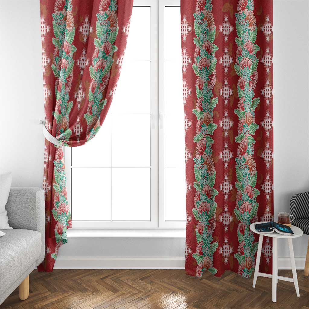 Hawaii Ohia Lehua Window Curtain Tropical Vibes Crimson LT05 - Polynesian Pride