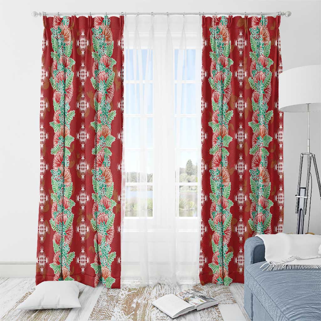 Hawaii Ohia Lehua Window Curtain Tropical Vibes Crimson LT05 - Polynesian Pride