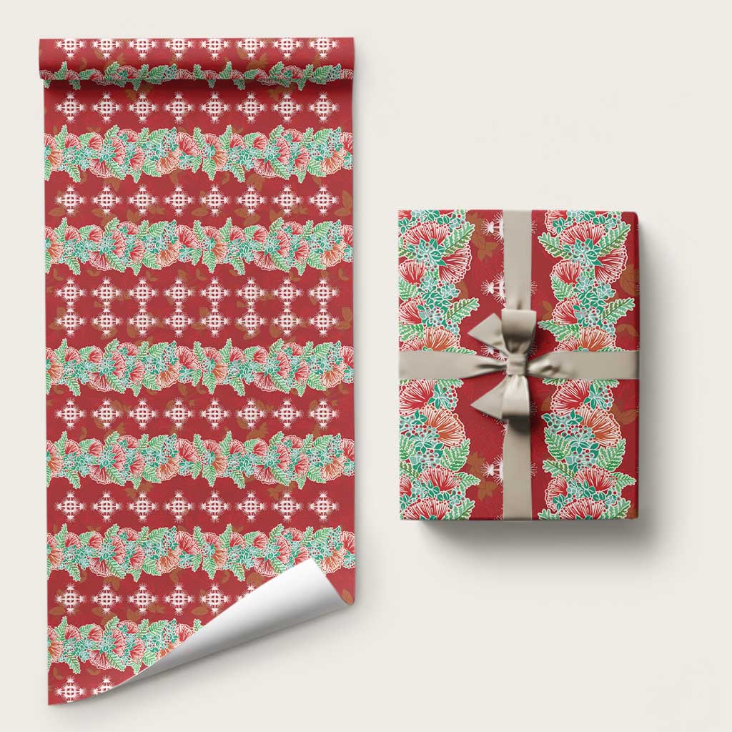 Hawaii Ohia Lehua Wrapping Paper Tropical Vibes Crimson LT05 58" × 23" Crimson - Polynesian Pride