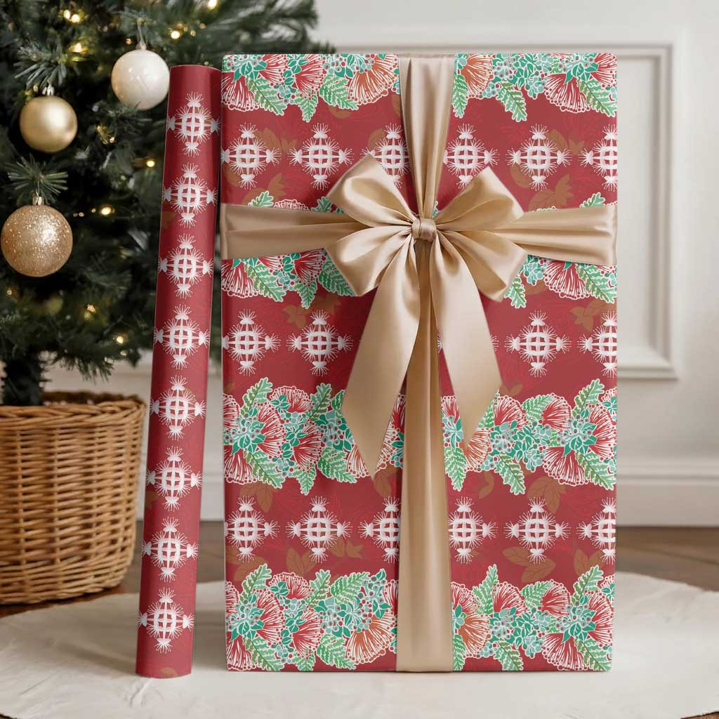 Hawaii Ohia Lehua Wrapping Paper Tropical Vibes Crimson LT05 - Polynesian Pride