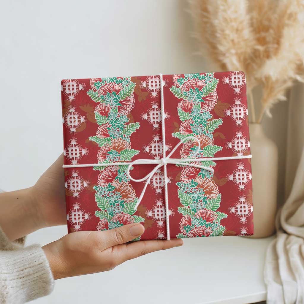 Hawaii Ohia Lehua Wrapping Paper Tropical Vibes Crimson LT05 - Polynesian Pride