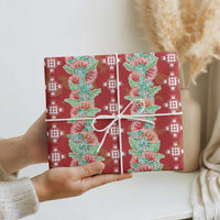 Hawaii Ohia Lehua Wrapping Paper Tropical Vibes Crimson LT05 - Polynesian Pride