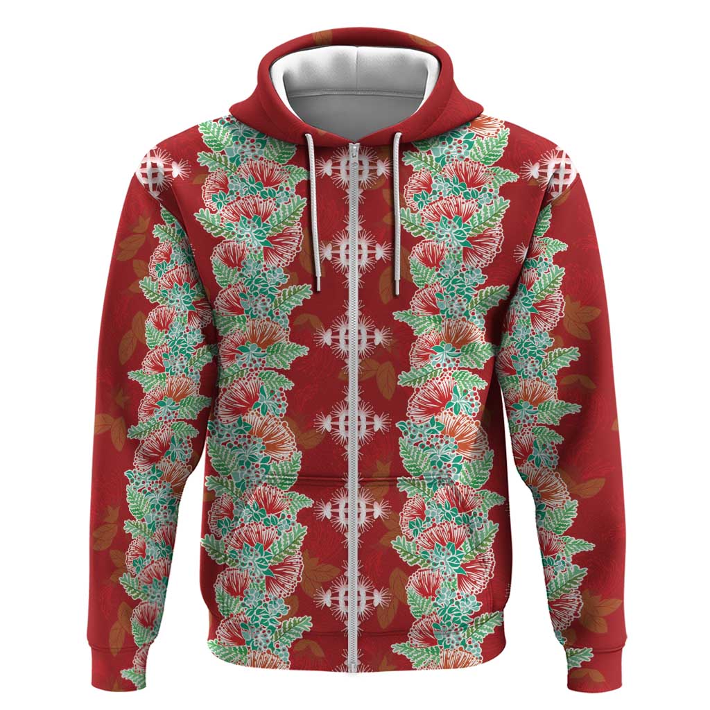 Hawaii Ohia Lehua Zip Hoodie Tropical Vibes Crimson LT05 Zip Hoodie Crimson - Polynesian Pride