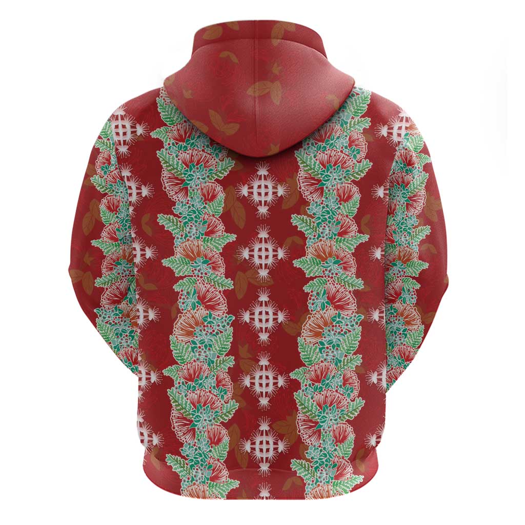 Hawaii Ohia Lehua Zip Hoodie Tropical Vibes Crimson LT05 - Polynesian Pride