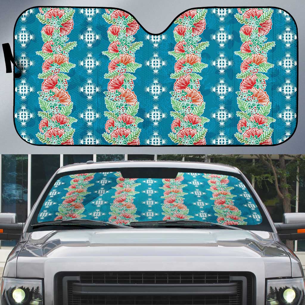 Hawaii Ohia Lehua Auto Sun Shade Tropical Vibes Teal