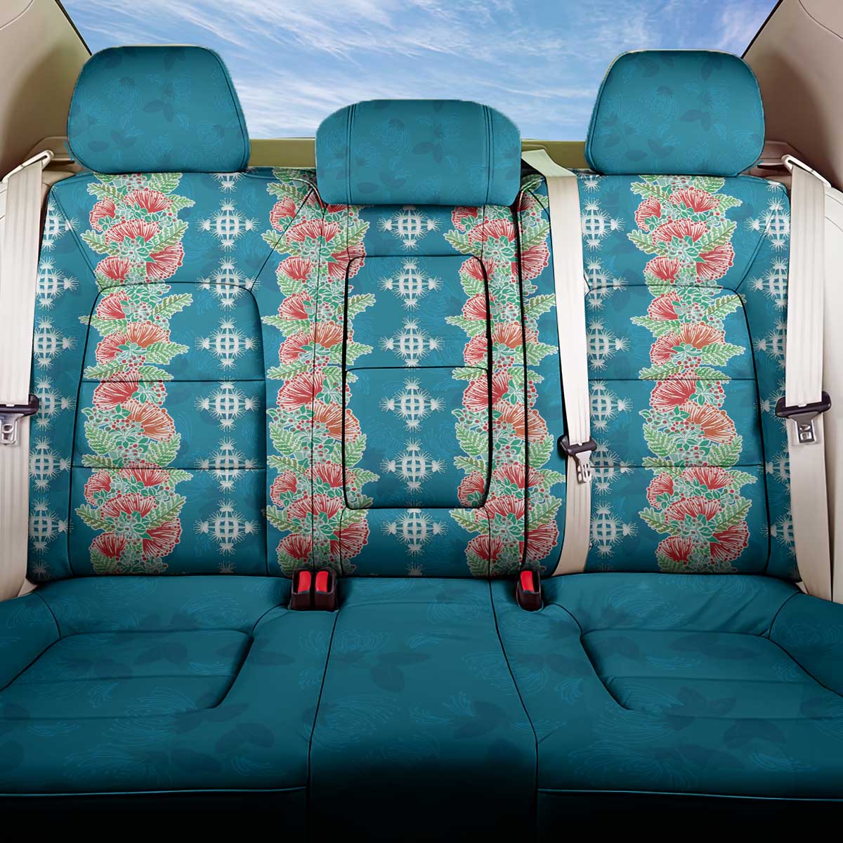 Hawaii Ohia Lehua Back Car Seat Cover Tropical Vibes Teal
